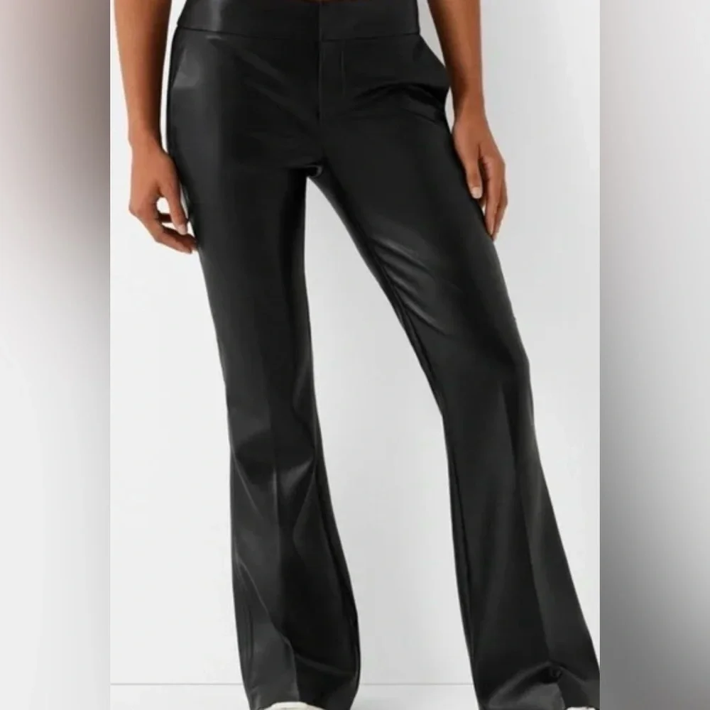 Bershka Black Flare Faux Leather Women's Pants High Rise Size XS